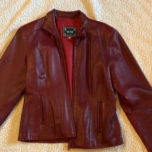 Fitted Red Leather Coat- made in Italy